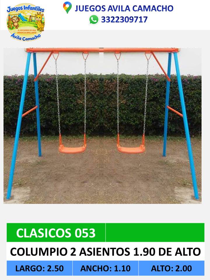 columpio 2 asientos 1.90 m de alto